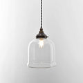 Hythe small clear glass shade pendant light hanging in bathroom with elegant hand-blown design