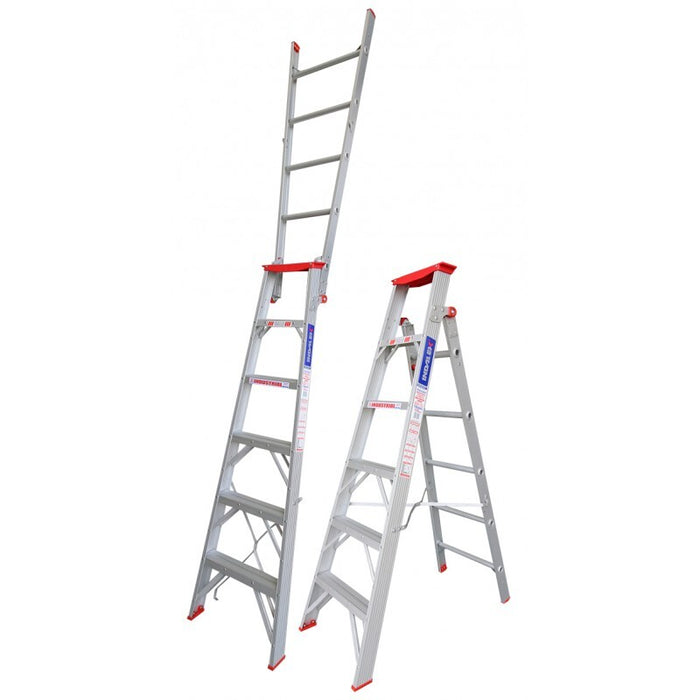 Indalex 5 - 7 Steps 150kg Rated Industrial Dual Purpose Aluminium Step Ladder