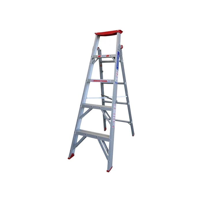 Indalex 5 - 7 Steps 150kg Rated Industrial Dual Purpose Aluminium Step Ladder
