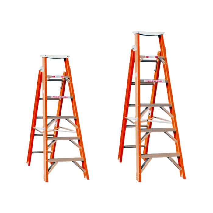 Indalex 6 - 7 Steps 135kg Rated  Industrial Fibreglass Dual Purpose "Up and Up" Step Ladder