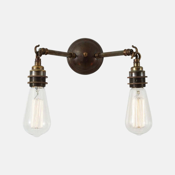 Kempton Double Wall Light with retro industrial design and vintage-style cage for classic and modern interiors