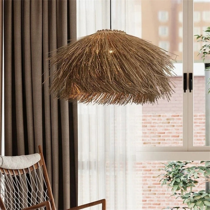 Kumo Wabi-Sabi Woven Rattan Pendant Light | Handcrafted Japanese-Style Chandelier – detail close-up