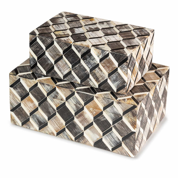 Leela Bone Inlay Decorative Boxes Set of 2 – front view