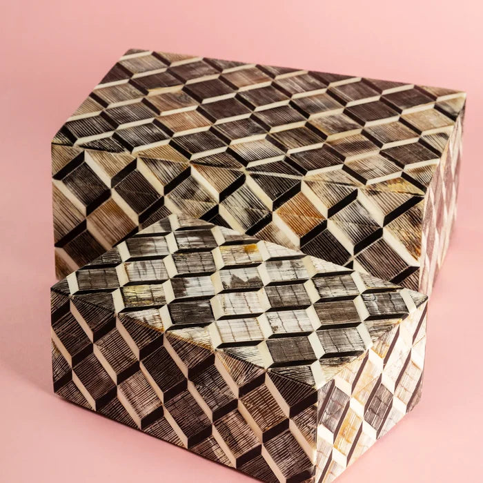 Leela Bone Inlay Decorative Boxes Set of 2 – side view