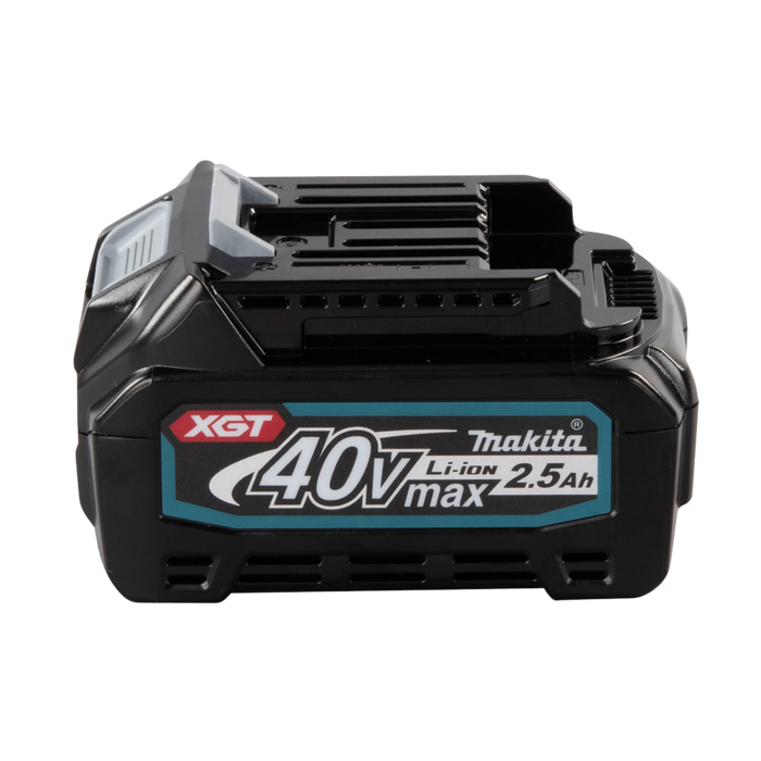 Makita BL4025 XGT 40V Max 2.5Ah lithium-ion battery with integrated charge level indicator.