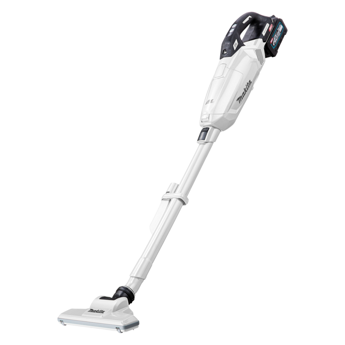 Makita CL002GZ07 cordless stick vacuum cleaner with 0.5L dust container, brushless motor and LED work light.