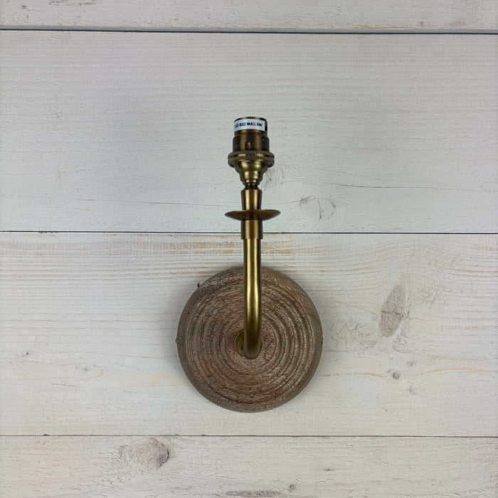 mango wood wall light fitting with brass b22 arm