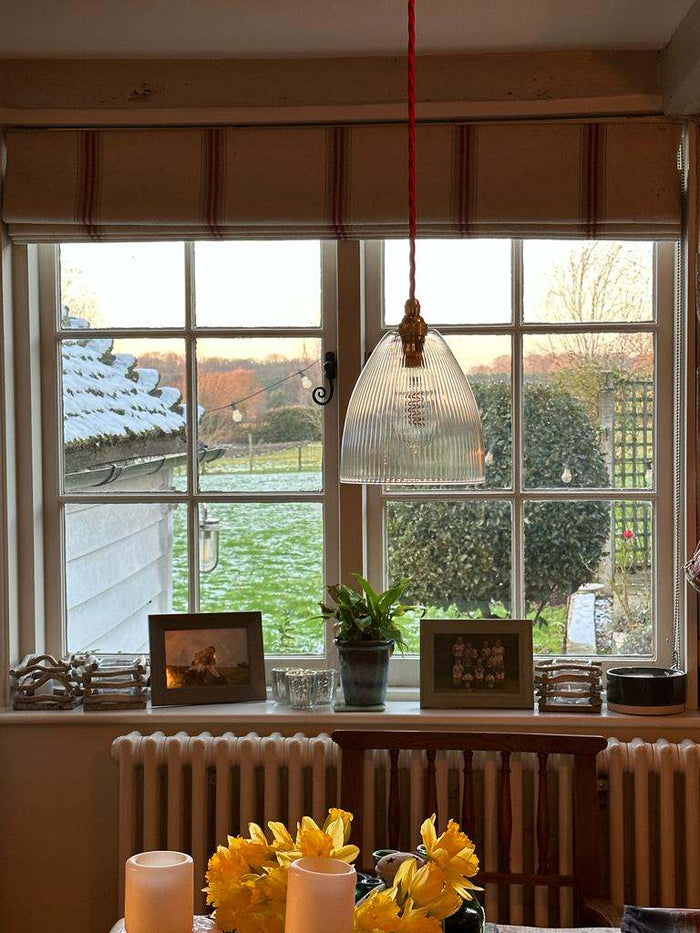Margate Small Ribbed Glass Shade pendant light with hand-blown ribbed glass design