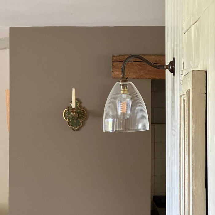 Margate Small Ribbed Glass Shade Wall Light with handcrafted ribbed glass and customizable fittings