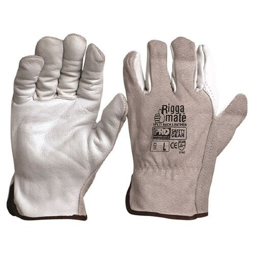 Natural Cowgrain Palm / Split Back Gloves [Size: Small]