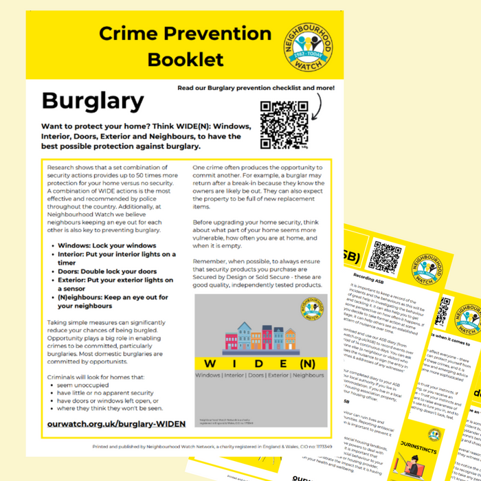 'NEW' Pack of 25 "Crime prevention" 4 page A4 booklets