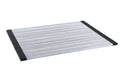 Over-the-sink roll-up dish drying rack laid flat on a white background