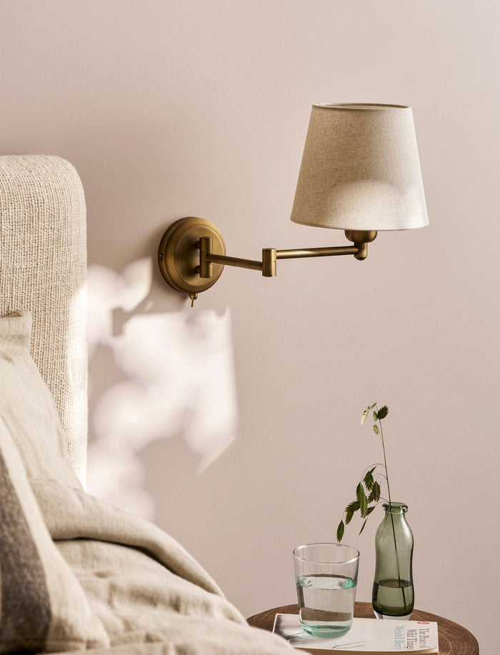 Peartree Extendable Arm Wall Light in Antique Brass