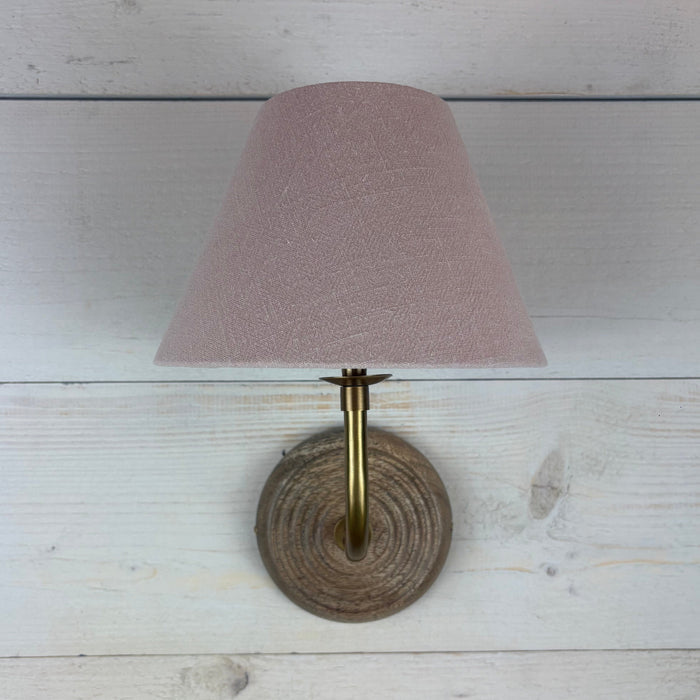 plaster pink fabric shade wall light handcrafted in Cranbrook
