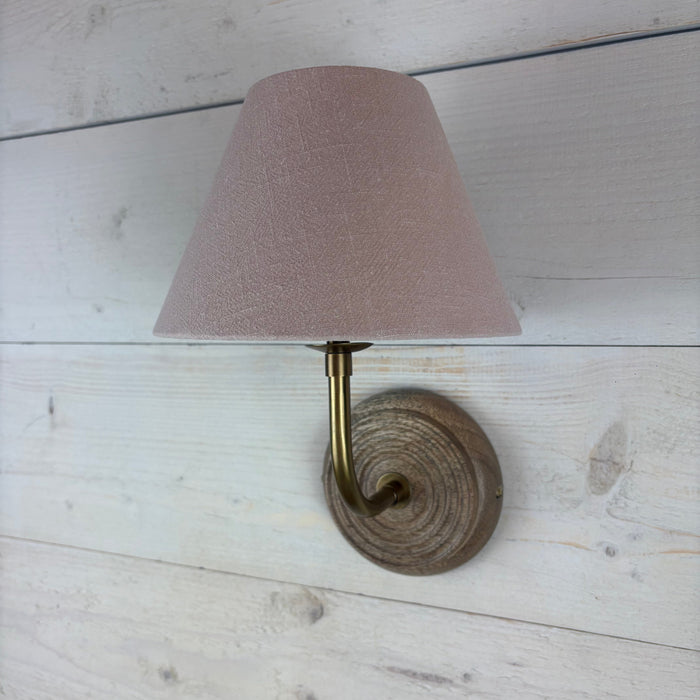 plaster pink fabric shade wall light handcrafted in Cranbrook