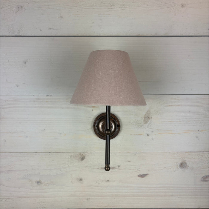 plaster pink fabric shade wall light handcrafted in Cranbrook