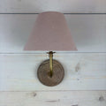 Plaster Pink Fabric Shade Wall Light With Wooden Base