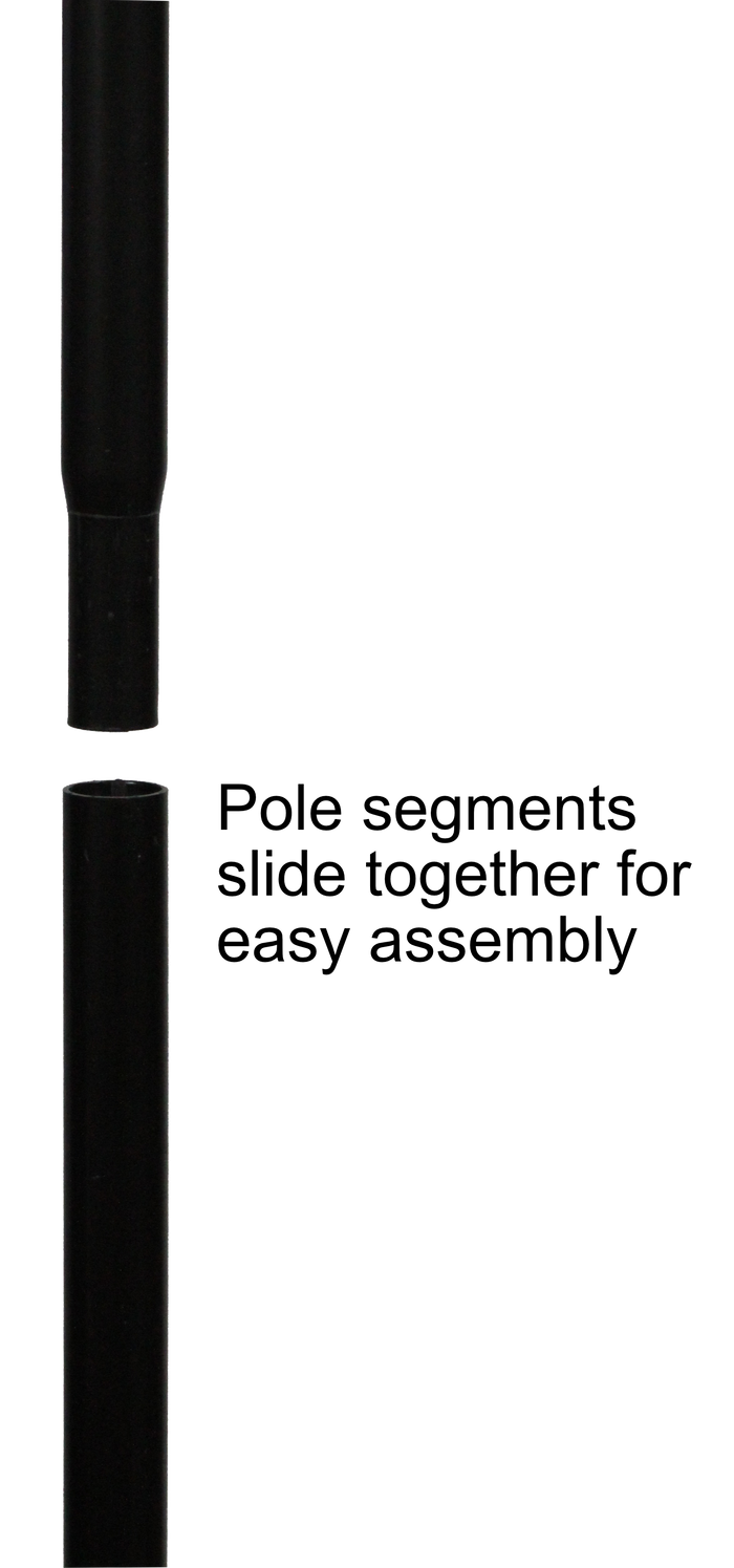 Pole segments slide together for easy to assemble poles for bird feeders