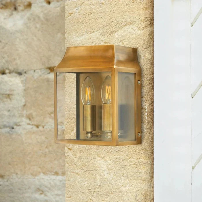 Pooky Double Crail Outdoor Wall Light in Brass