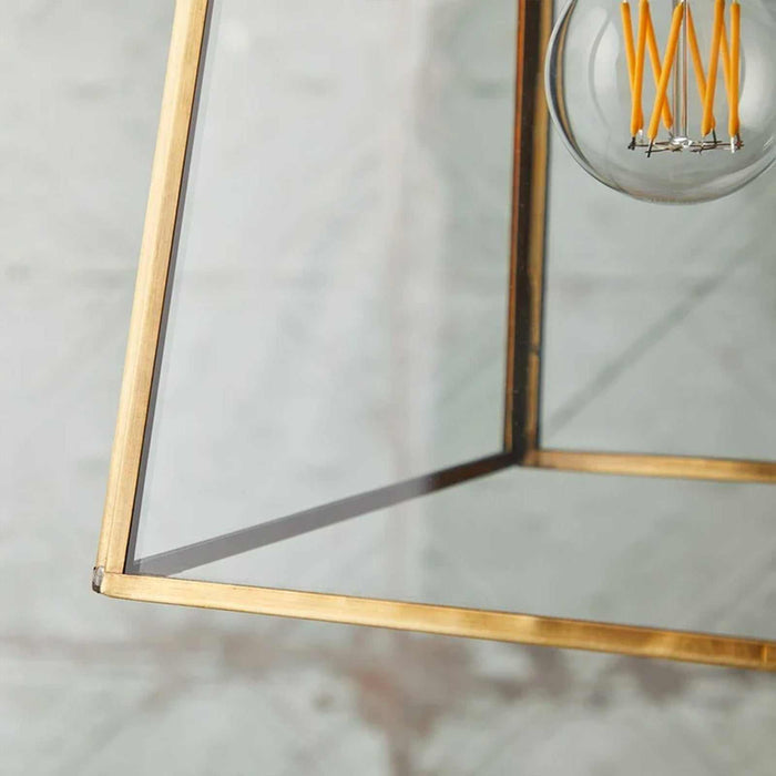 Pooky Luxor Lantern Pendant Light medium clear glass and brass ceiling light fixture