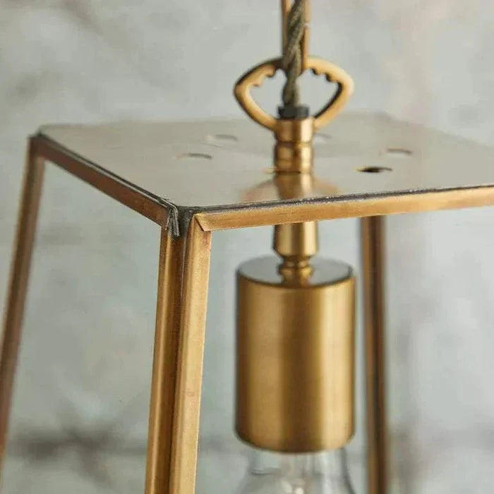 Pooky Luxor Lantern Pendant Light medium clear glass brass frame elegant home lighting