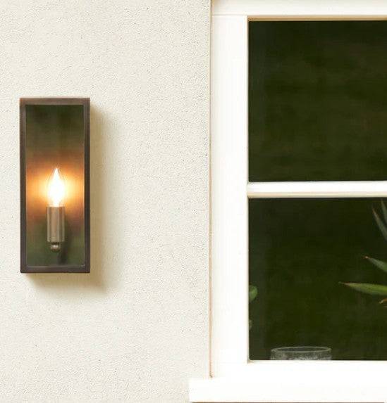 Orford Long and Thin exterior wall light in bronze finish, slim IP44-rated LED outdoor wall light for modern front doors and patios