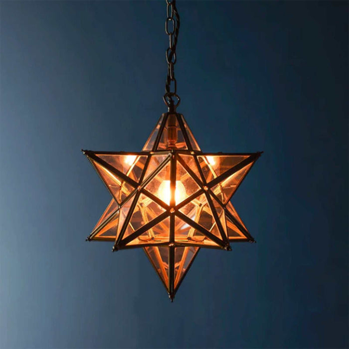 Pooky Stella Star Pendant Light medium clear faceted glass star-shaped ceiling light hanging fixture
