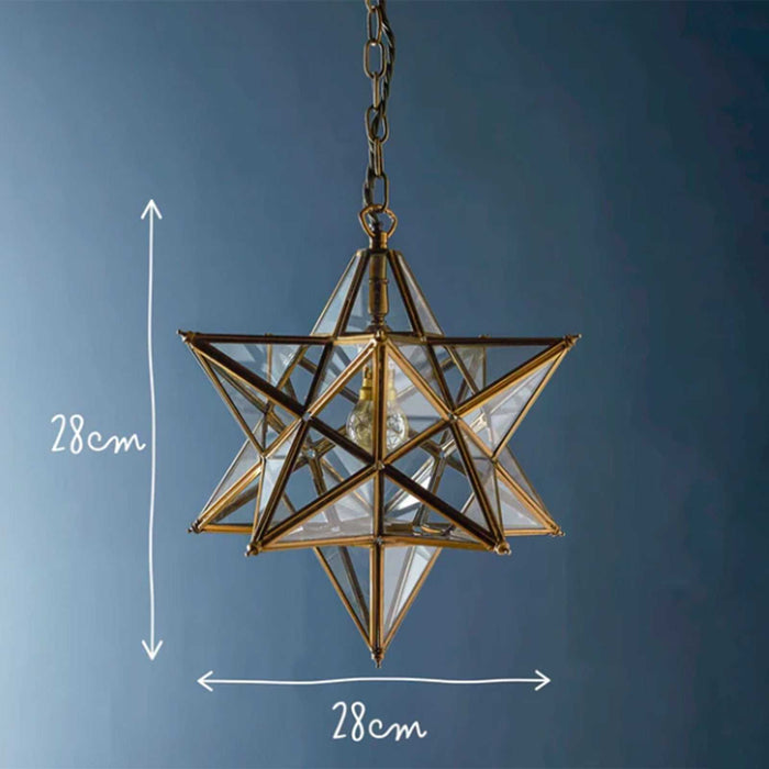 Pooky Stella Star Pendant Light medium clear glass star-shaped ceiling light with brass details