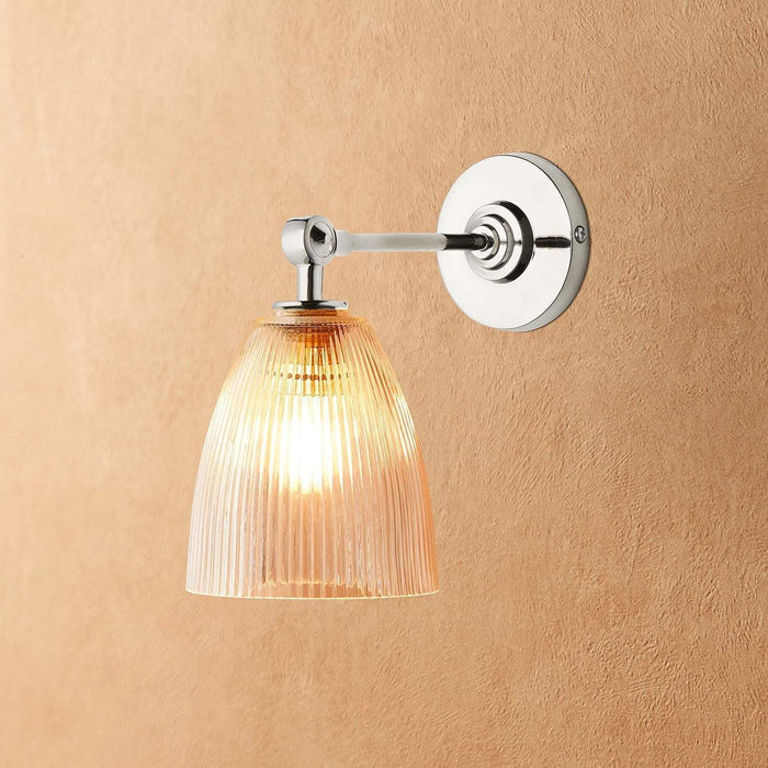 Tiny Qilin Bathroom Wall Light with prismatic glass shade in antique silver finish