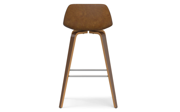 Deep Tan Vegan Leather Walnut | Randolph Bentwood 26 inch Bar Stool (Set of 2)