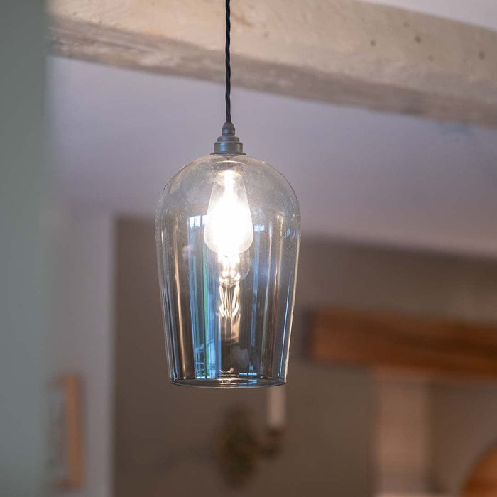 Royal Smoked Glass Shade Pendant Light with adjustable flex for versatile interior lighting