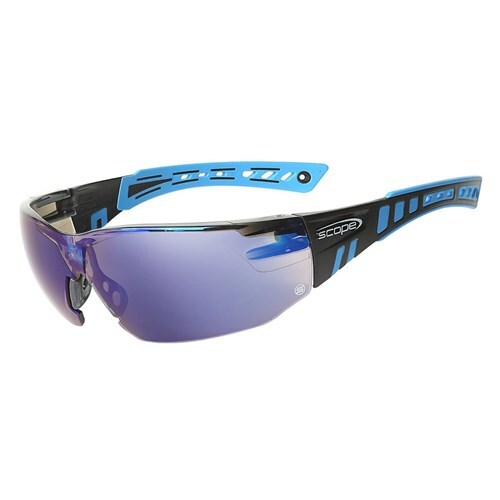 Safety Glasses Blue/Black Frame Blue Mirror Lens