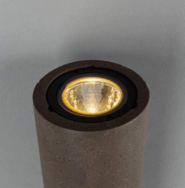 Simple cylindrical concrete outdoor wall light with up and down LED illumination, IP65 rated