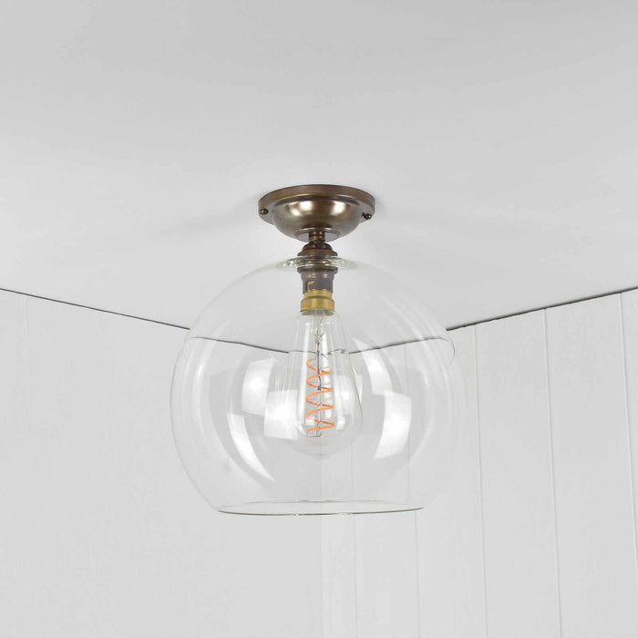 Soho Large Clear Glass Shade flush ceiling light with hand-blown British glass and sleek design
