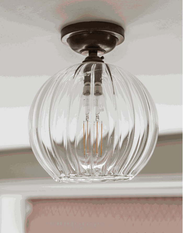 Soho Medium Ribbed Glass Shade Flush Ceiling Light