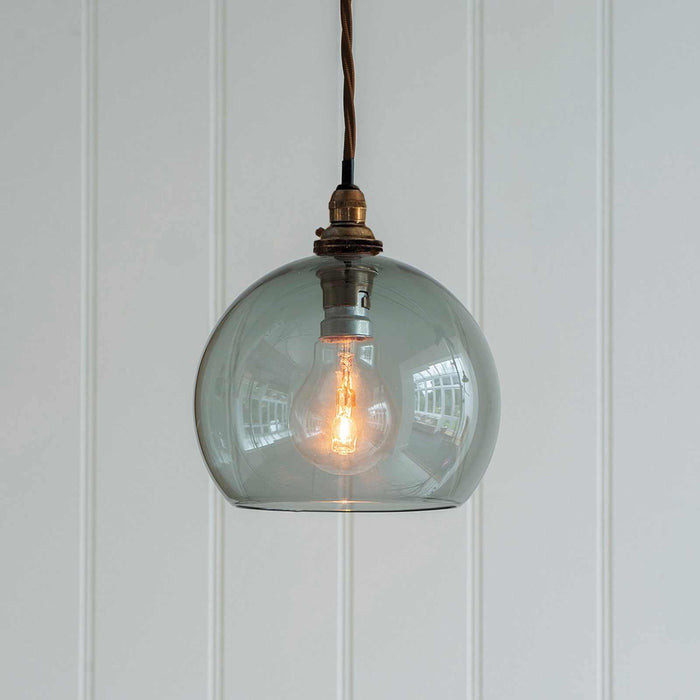 Soho Small Smoked Glass Shade grey hand-blown glass globe pendant light for modern interiors