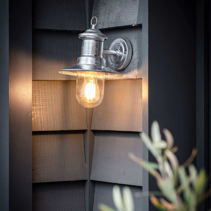 St Ives Outdoor Ships Light hot-dipped galvanized steel coastal wall light with glass shade