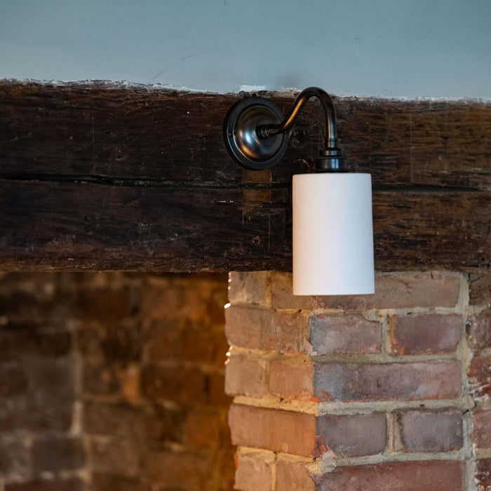 Stockwell Small Ceramic Shade Wall Light with smooth cylindrical ceramic shade and UK craftsmanship