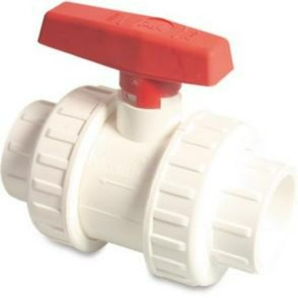 Swimming Pool Double Union Ball Valve 1.5 inch White PVC - H2oFun.co.uk