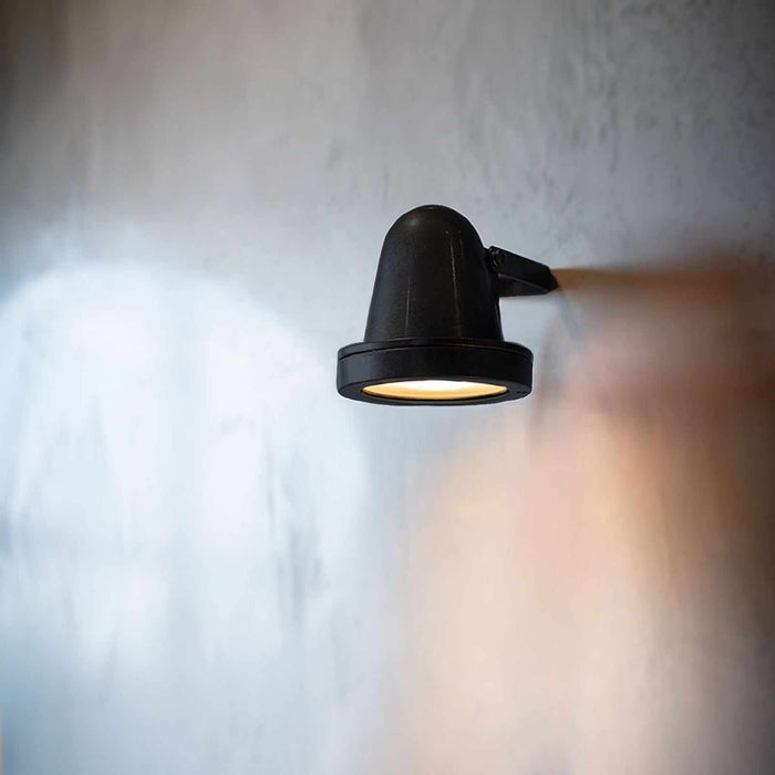 Thames Outdoor Spot Light weatherproof adjustable garden and patio LED wall light in raw brass, antique brass, and matte black finishes