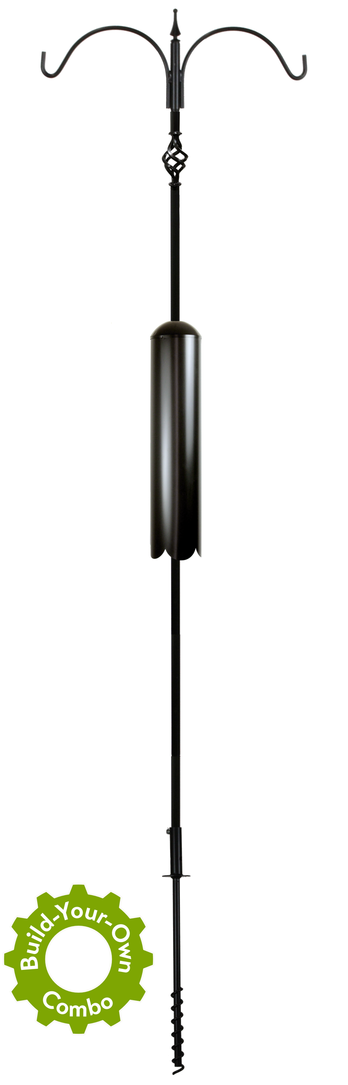 Build your own combo two arm pole kit. Options: decorative basket, racoon or squirrel baffle.