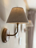 Waffle Fabric Shade Wall Light With Wooden Base