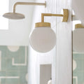 Jordan White Glass Bathroom Wall Light with sleek white globe and IP65 rating for bathroom use