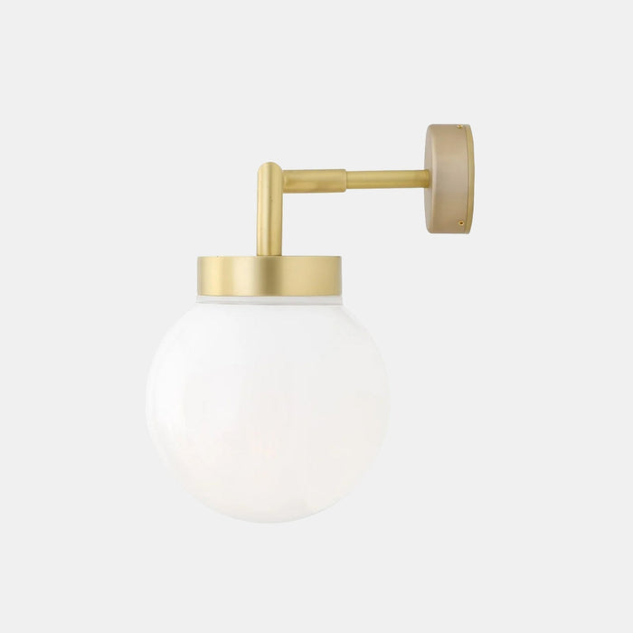 Jordan White Glass Bathroom Wall Light with sleek white glass globe and warm glow for bathrooms