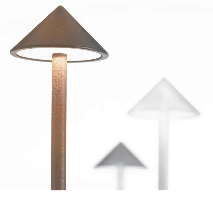 Zafferano Pina Pro rechargeable rust table lamp with modern minimalist design and touch controls