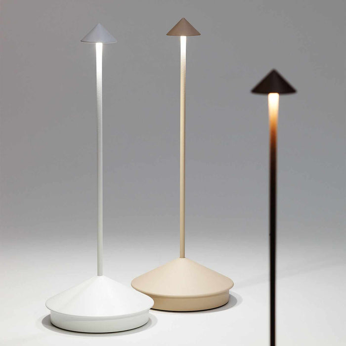 Zafferano Pina Pro rechargeable sand table lamp with modern minimalist design and touch controls