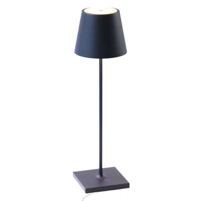 Zafferano Poldina Pro rechargeable black table lamp with sleek portable design and IP65 rating for indoor and outdoor use