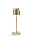 Zafferano Poldina Pro rechargeable gold table lamp with elegant design and portable lighting for indoor and outdoor use